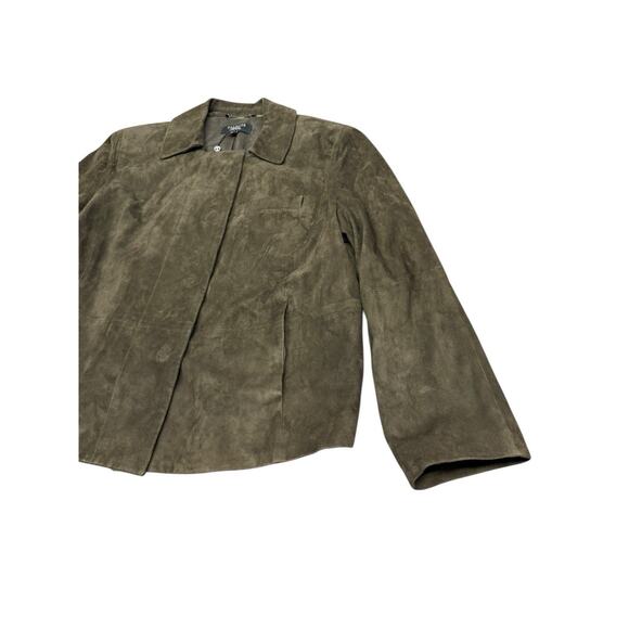 NWT Talbots Petite 14W Dark Olive Green Suede Jacket Zip Up Classic Style - Picture 5 of 10